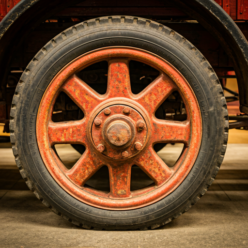 Detail eines historischen Feuerwehrfahrzeugs